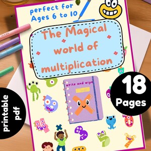 18 páginas de atividades interativas de multiplicação para imprimir em PDF para crianças (6 a 10 anos), aprendizado prático, multiplicação básica para crianças.