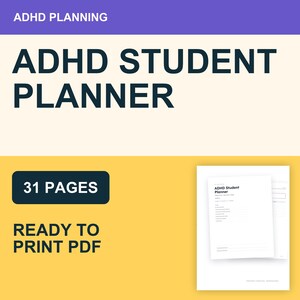 Agenda stampabile per studenti con ADHD / Organizzatore di compiti e funzioni esecutive