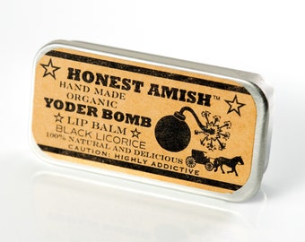 YODER BOMB - Black Licorice Lip Balm - natural, organic, and delicously good - by Honest Amish