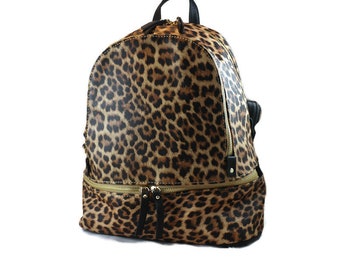 Leopard Print DSLR Camera Backpack: Vegan Faux Leather