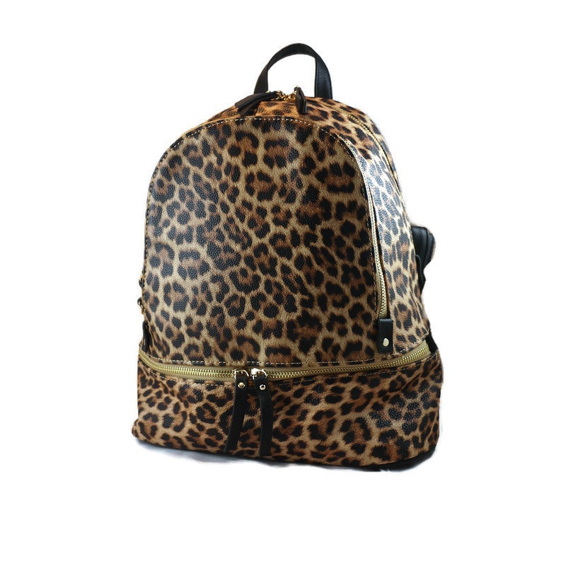 Leopard Print Dslr Camera Backpack: Vegan Faux Leather