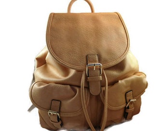 Vegan Leather Camera Backpack: Tan DSLR Bag