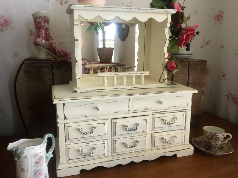 Vintage Jewelry Box Jewelry Dresser With Mirrored Hutch Etsy