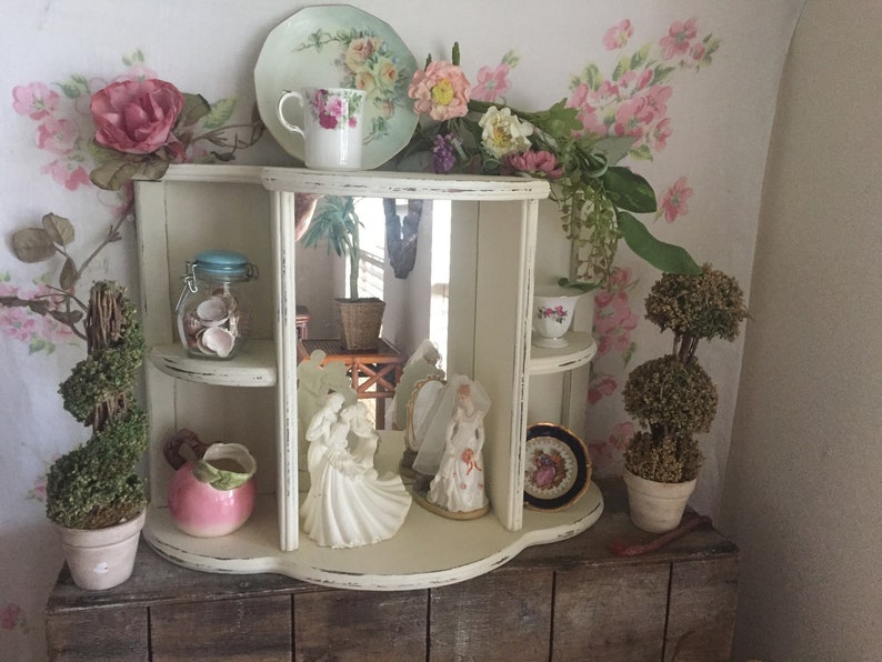 On Sale Vintage Curio Cabinet Shabby Chic Wall Etsy