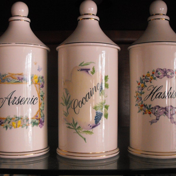 Vintage Cannisters - Large - Unusual - Porcelain - Antique