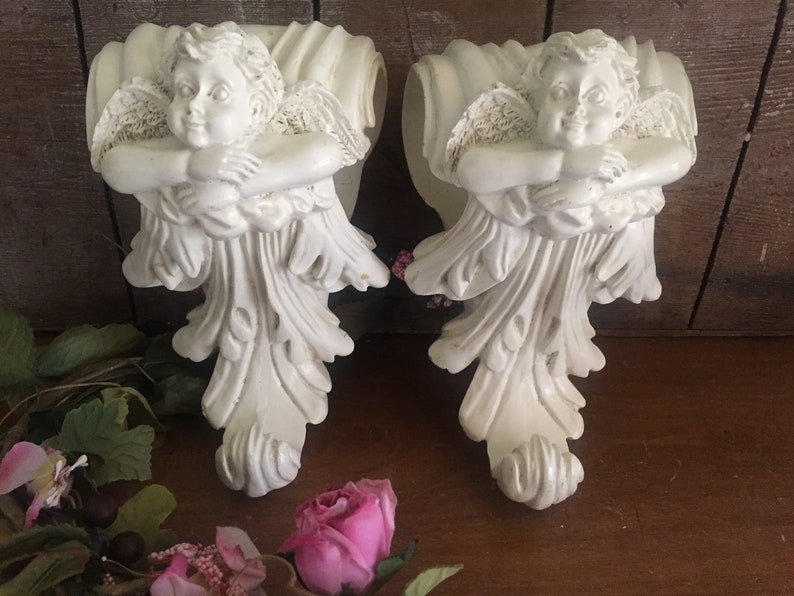 Pair Of Drapery Sconces French Country Cherub Drapery Etsy