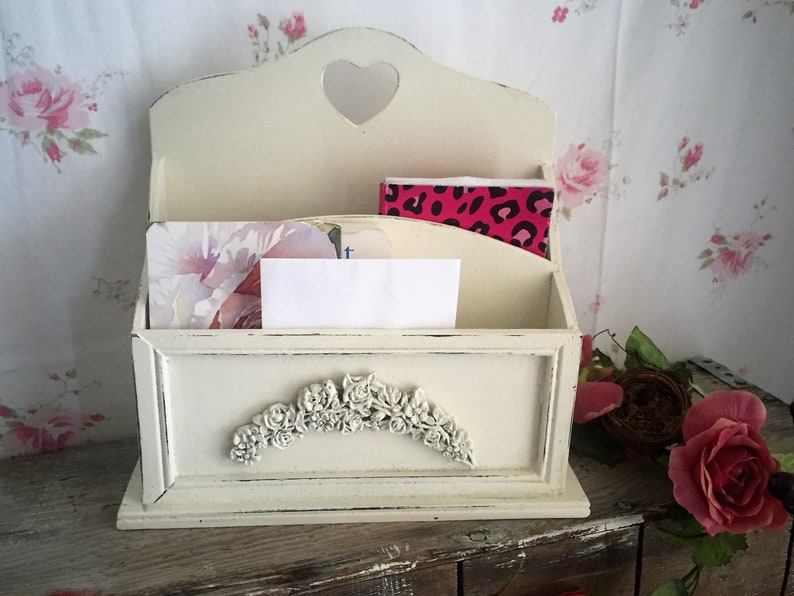 Shabby Chic Desk Organizer Bill Sorter Mail Holder Desk Etsy