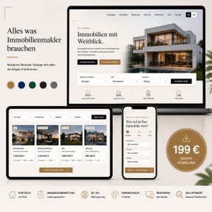Immobilien Landingpage Vorlage | Website Template für Immobilienmakler | Responsive HTML Website | Makler Homepage | Sofort Download