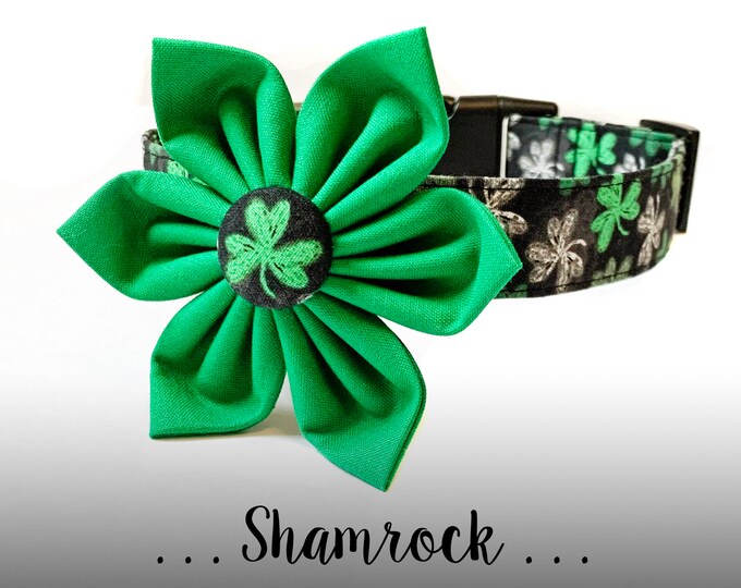 Shamrock Patrick/'s Day Girl Dog Flower and Collar Green Shamrock Dog Collar Flower Set; St