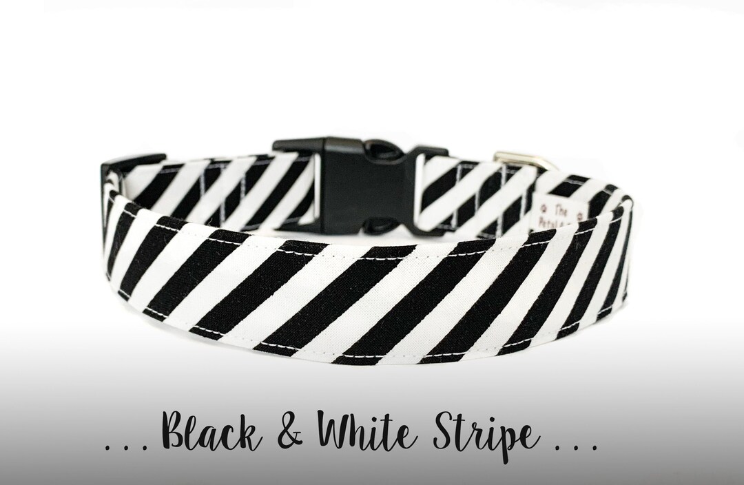 Black and White Stripe Dog Collar Black and White Stripe Etsy