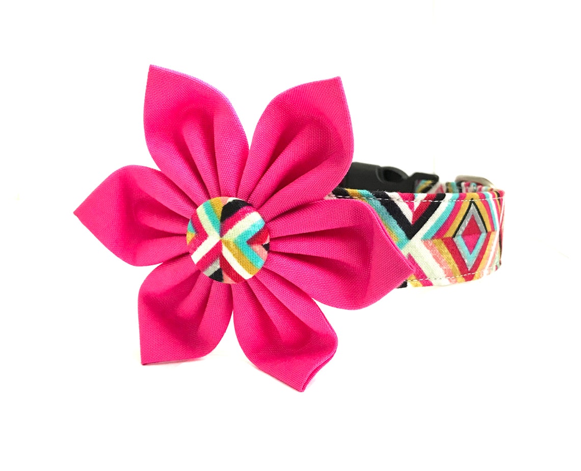 Hot Pink Dog Collar Flower Flower Collar Attachment Vacation Etsy