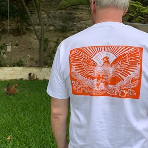 Tee or Cropped Cami hand printed, hand printed, various designs PRE-ORDER Chicken, Bat, Tejas, or Rabbit