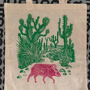 Hand printed cotton Tote Bags