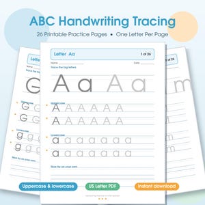 ABC Handwriting Tracing Worksheets – Preschool Letter Practice (Instant Download PDF)