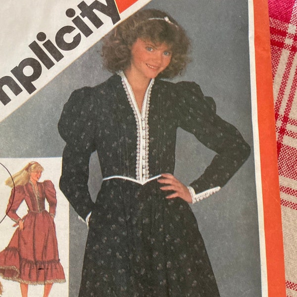 Vintage 1980s simplicity 5855 Gunne Sax Size 9/10 YNG JR. Teen Bust 30.5 FF