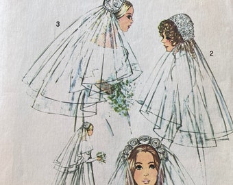 Vintage 1970's Simplicity 9826 Bridal Veil Sewing Pattern, One Size FF