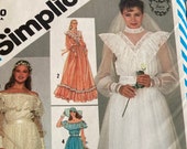 Vintage 1980 39 s Simplicity 6361 GUNNE SAX Bridal Prom Evening Dress Sewing Pattern Size 8 Bust 31.5 or Size 10 Bust 32.5