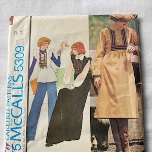 Vintage 1970&#39;s McCall&#39;s 5309 Sewing Pattern Size 12 Bust 34 FF