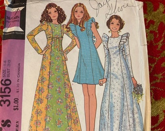 Vintage 1970s McCall’s 3156 sewing patterns Size 14 Bust 36