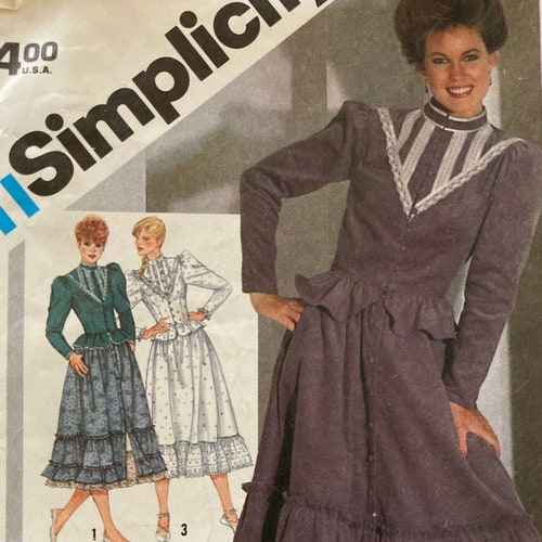 1980's Simplicity GUNNE SAX High Neckline Prairie Dress Pattern - Bust 32.5
