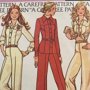 Vintage 1970&#39;s McCall&#39;s 4110 Shirt, Jacket and Pants Sewing Pattern Size 12 Bust 34 or Size 16 Bust 38