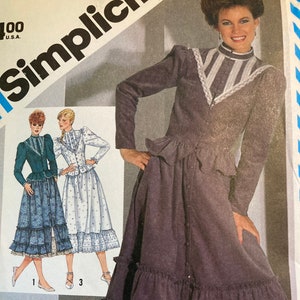 Vintage 1980&#39;s Simplicity 5754 GUNNE SAX Dress Sewing Pattern Size 14 Bust 36 FF