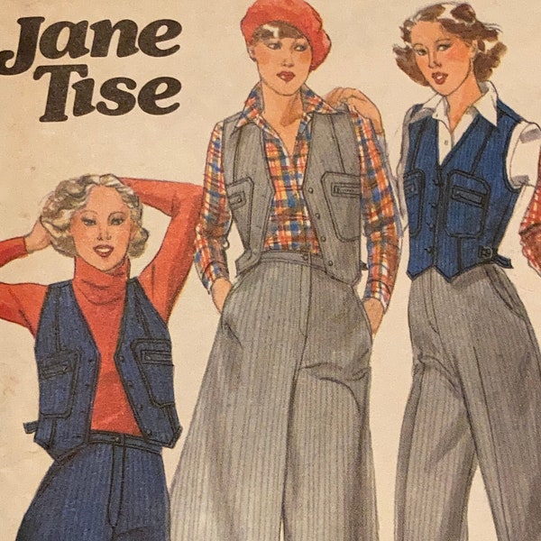 Vintage 1970's Butterick 5630 JANE TISE Weste, Culottes, Hose und Schlüpfer Schnittmuster Größe 8 Büste 31.5 oder Größe 10 Büste 32.5