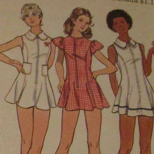 Vintage 1970's Butterick 3050 Tennis Short Mini Dresses Sewing Pattern Size 12 Bust 34 FF