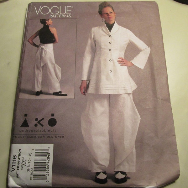 Vogue 1116 American Designer Andreakatzobjects Jacket and Pants Sewing Pattern Size 6-8-10-12