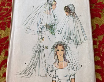 Vintage 1970's Simplicity 9826 Bridal Veil Sewing Pattern, One Size FF