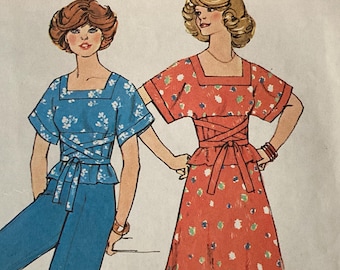 Vintage 1970-tals Simplicity 7223 Topp, kjol och byxor sömnadsmönster storlek 10 byst 32,5 eller storlek 12 byst 34