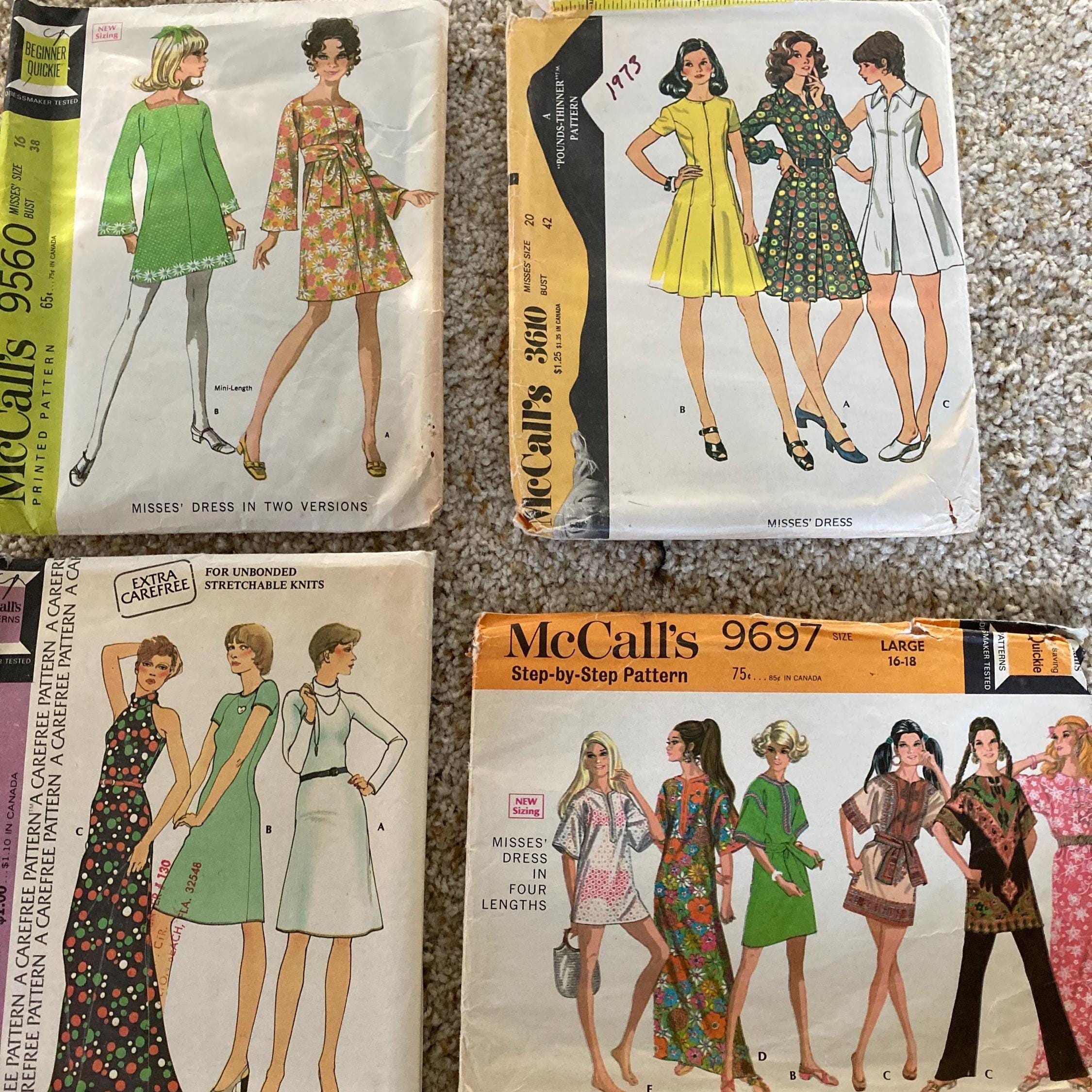 Vintage 1960s and 1970s Mccall's 9560 9697 3969 or 3610 Sewing Vintage 1960s and 1970s Mccall's 9560 9697 3969 or 3610 Sewing