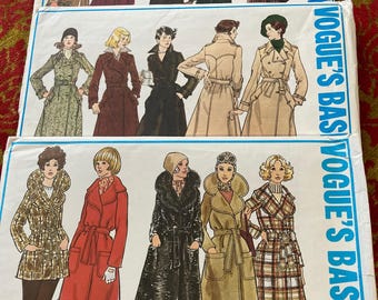 Vintage 1970's Vogue's Basic Design 2412 or 2915  Coat Sewing Pattern