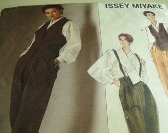 Vintage 1990's Vogue 2522 Designer Original Issey Miyake Vest, Shirt, and Pants Sewing Pattern Size 12-14-16 Bust 34-36-38 FF