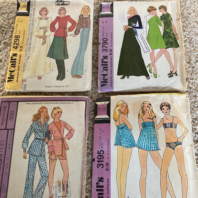 Advance Pattern 3263 Vintage 1970s Mccall's 4298 3790 3195 or 3263 Sewing Pattern Size 12 ...