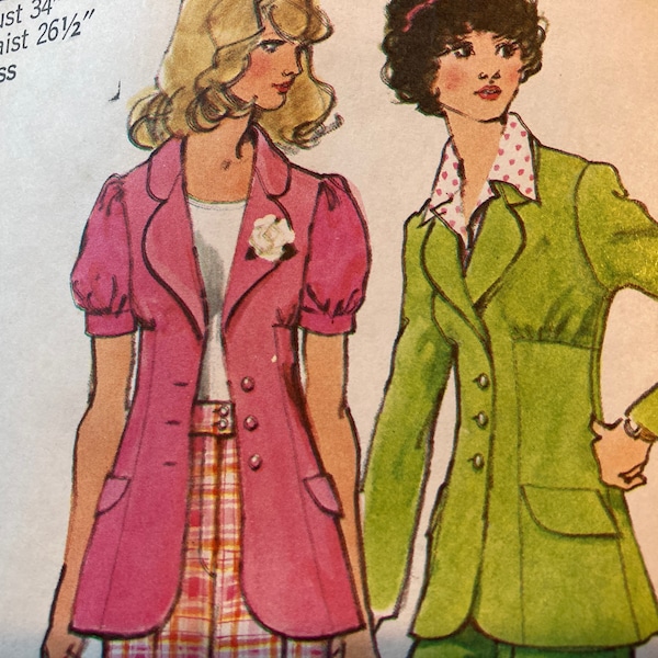 Vintage 1970s Simplicity 5642 Sewing Pattern, Size 9JP Bust 33, Size 10 Bust 32.5, Size 12 Bust 34 or Size 11JP Bust 34