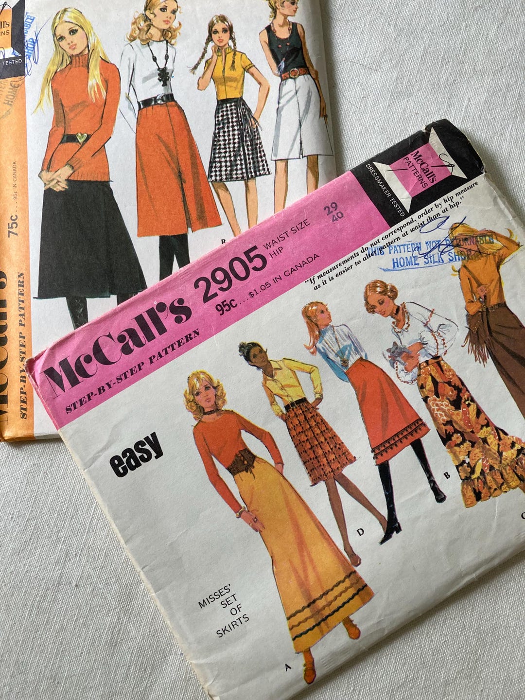 Vintage 1970s Mccall's 2905 and 2703 Sewing Patterns Waist Size 29 - Etsy