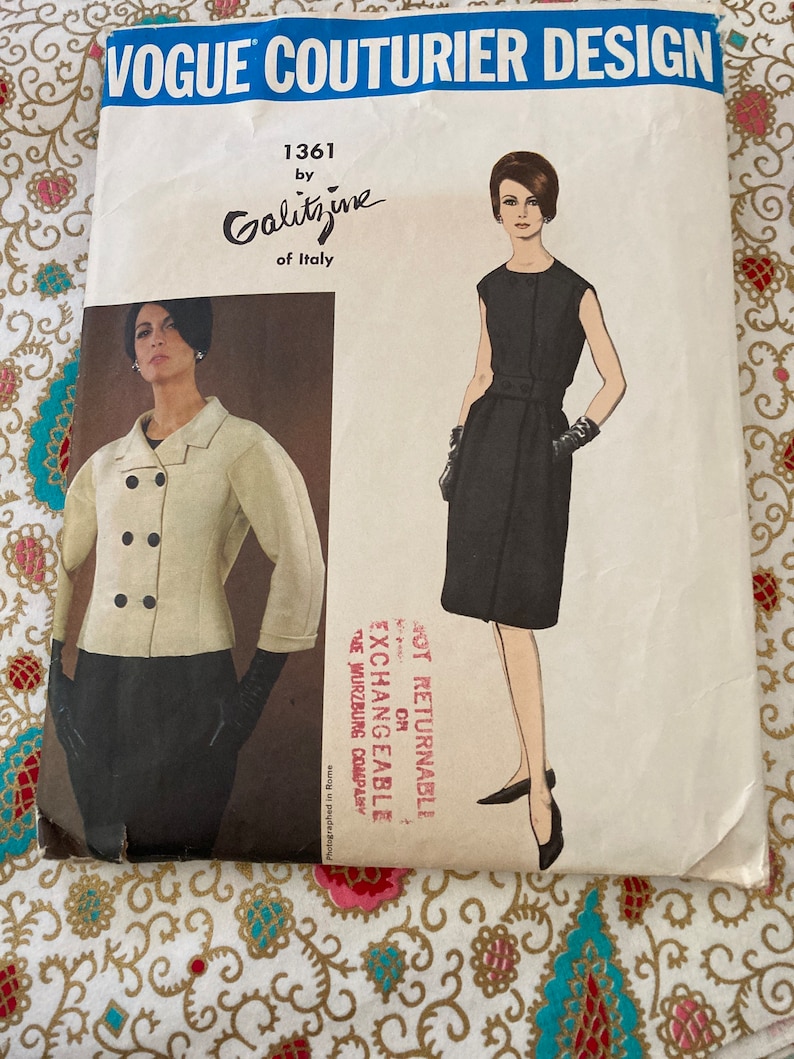 RARE Vintage 1960s Vogue 1361 Couturier Design Galitzine Sewing Pattern ...
