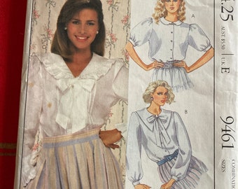 Vintage 1980's McCall's 9461 Laura Ashley Sewing Pattern Size 6-8-10 Bust 30.5, 31.5, 32.5 FF