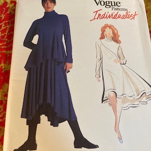 Vintage 1980&#39;s Vogue 2164 Individualist Issey Miyake Dress, Top, and Skirt Sewing Pattern, Size 6-8-10 FF