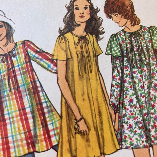 Vintage 1970's Simplicity 5064 Mini-Tent Dress and Tunic Sewing Pattern Size 12 Bust 34