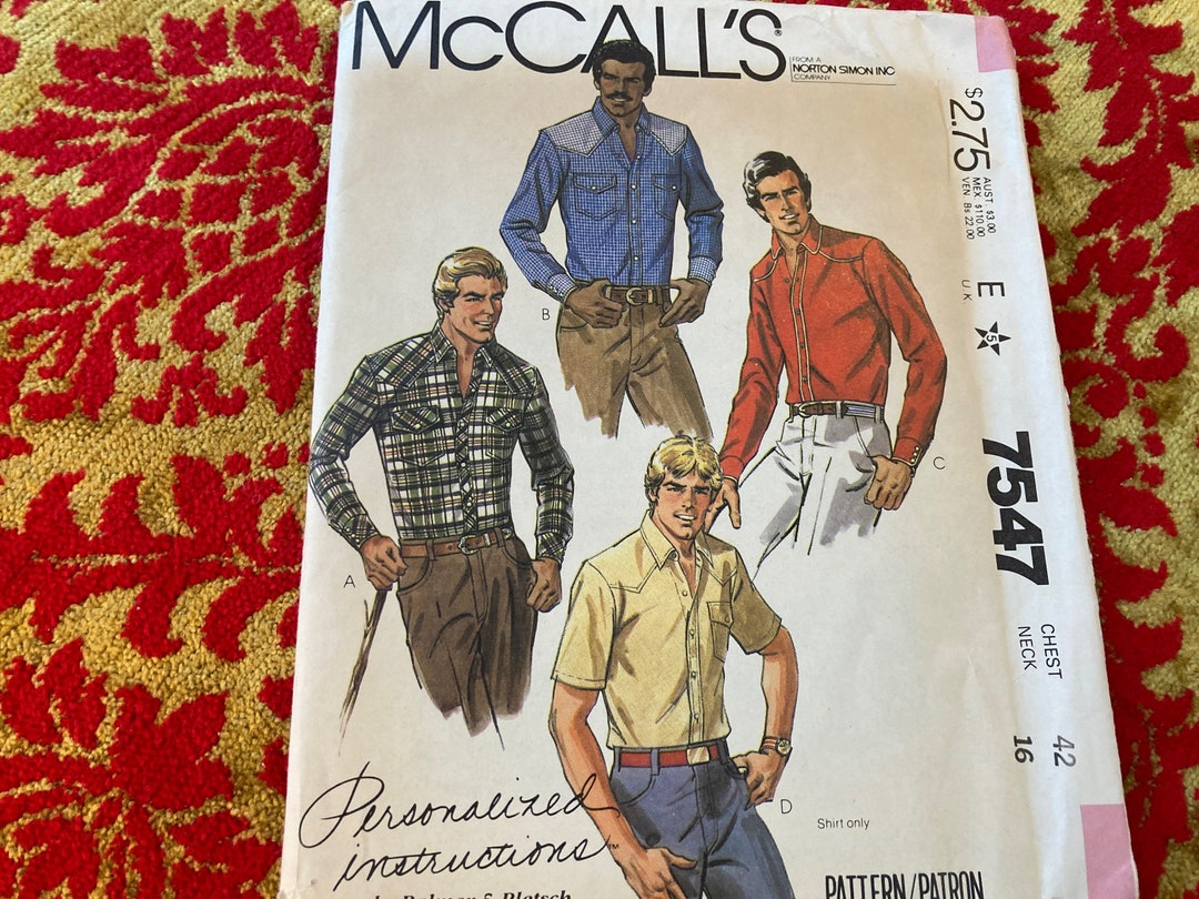 Vintage 1980s Mccalls 7547 Mens Sewing Pattern Size 42 FF - Etsy