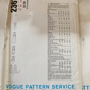 Vintage 1970's Vogue's Basic Design 2367 or 2297 Sewing Pattern U ...