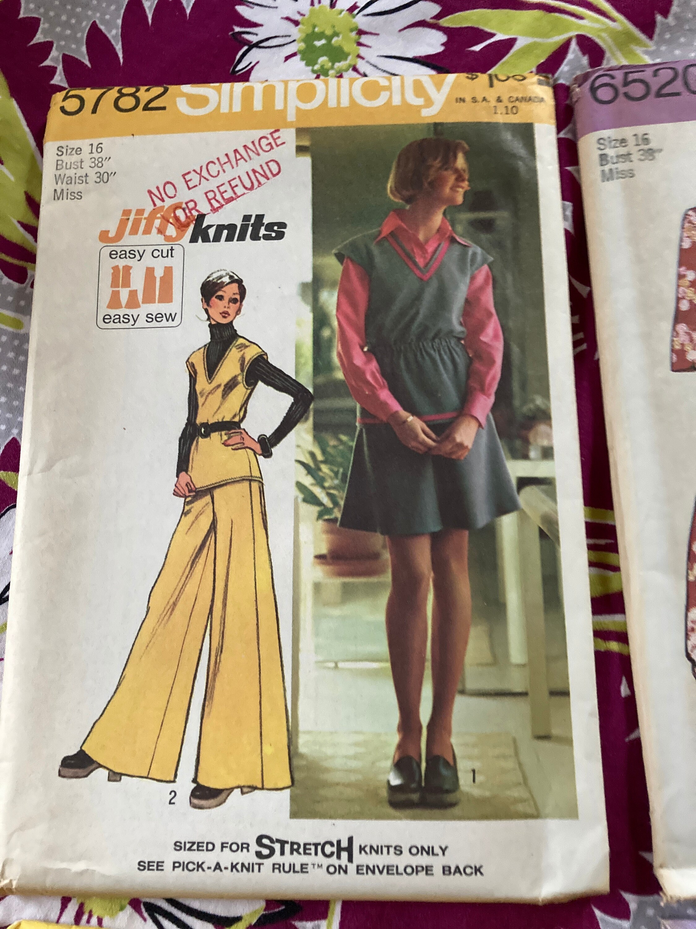 Vintage 1970's Simplicity 6504, 6520 or 5782 Sewing Pattern Size 16 ...