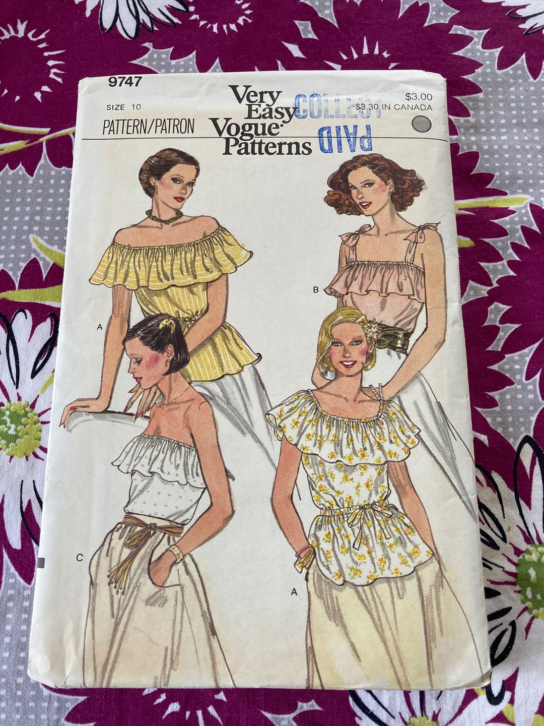 Vintage 1970's Vogue 9747 Sewing Pattern Size 10 Bust 32.5 - Etsy Australia