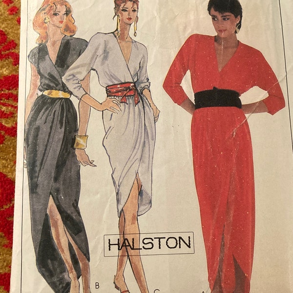 Vintage 1980s McCall’s 8043 Halston Sewing pattern Size 12 Bust 34 FF