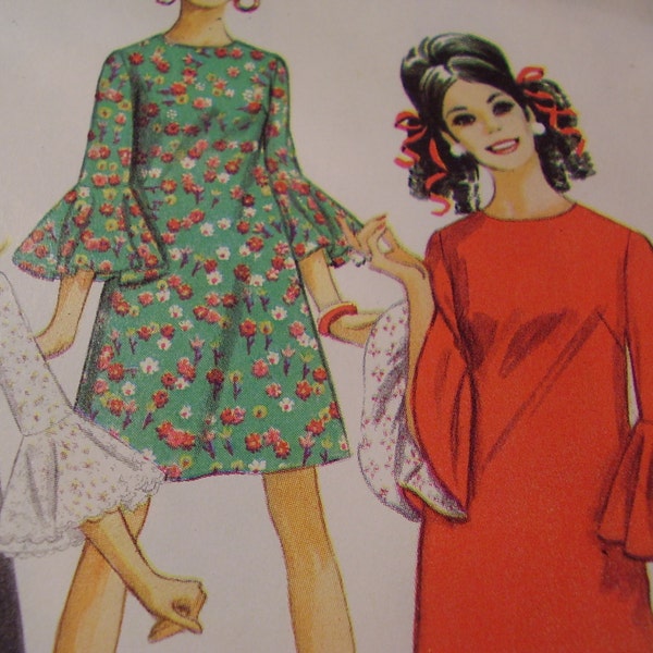 Vintage 1960's Simplicity 7941 Dress Sewing Pattern Size 10 Bust 32.5 or Size 14 Bust 36