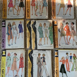 Vintage 1960s 70s McCall&#39;s Sewing Patterns Choice