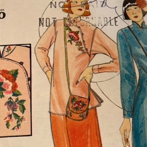 May include: Two vintage sewing patterns featuring women wearing blouses with floral embroidery. The patterns are from the brand Kenzo and state "Young Designer" and "Not Returnable".