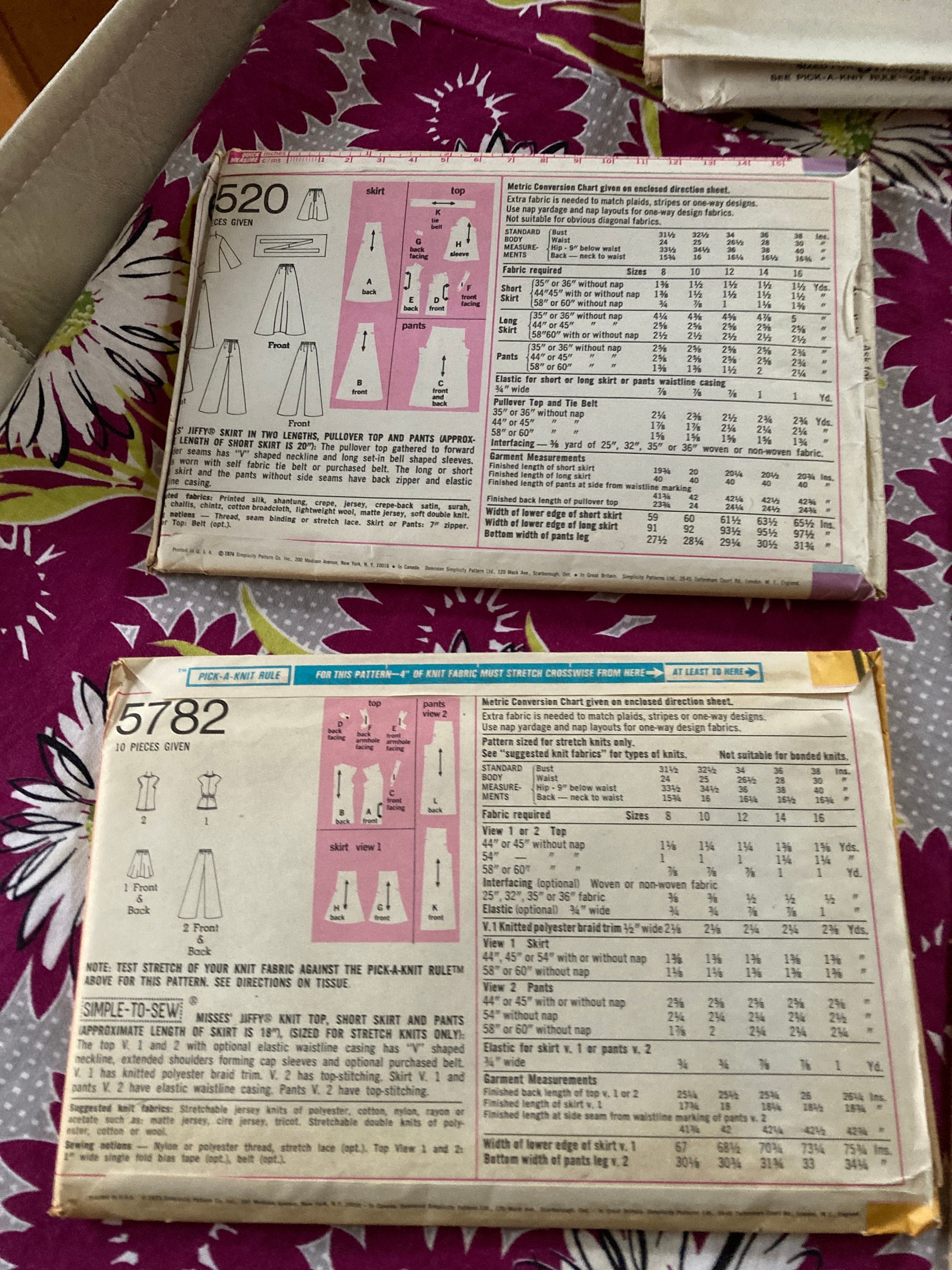 Vintage 1970's Simplicity 6504, 6520 or 5782 Sewing Pattern Size 16 ...